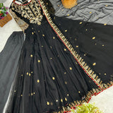 Black Traditional Georgette Gown Suit