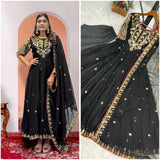 Black Traditional Georgette Gown Suit