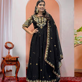 Black Traditional Georgette Gown Suit