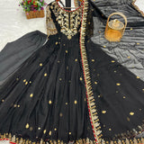 Black Traditional Georgette Gown Suit