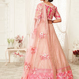 Graceful Pink Bridal Net Lehenga