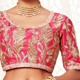 Graceful Pink Bridal Net Lehenga