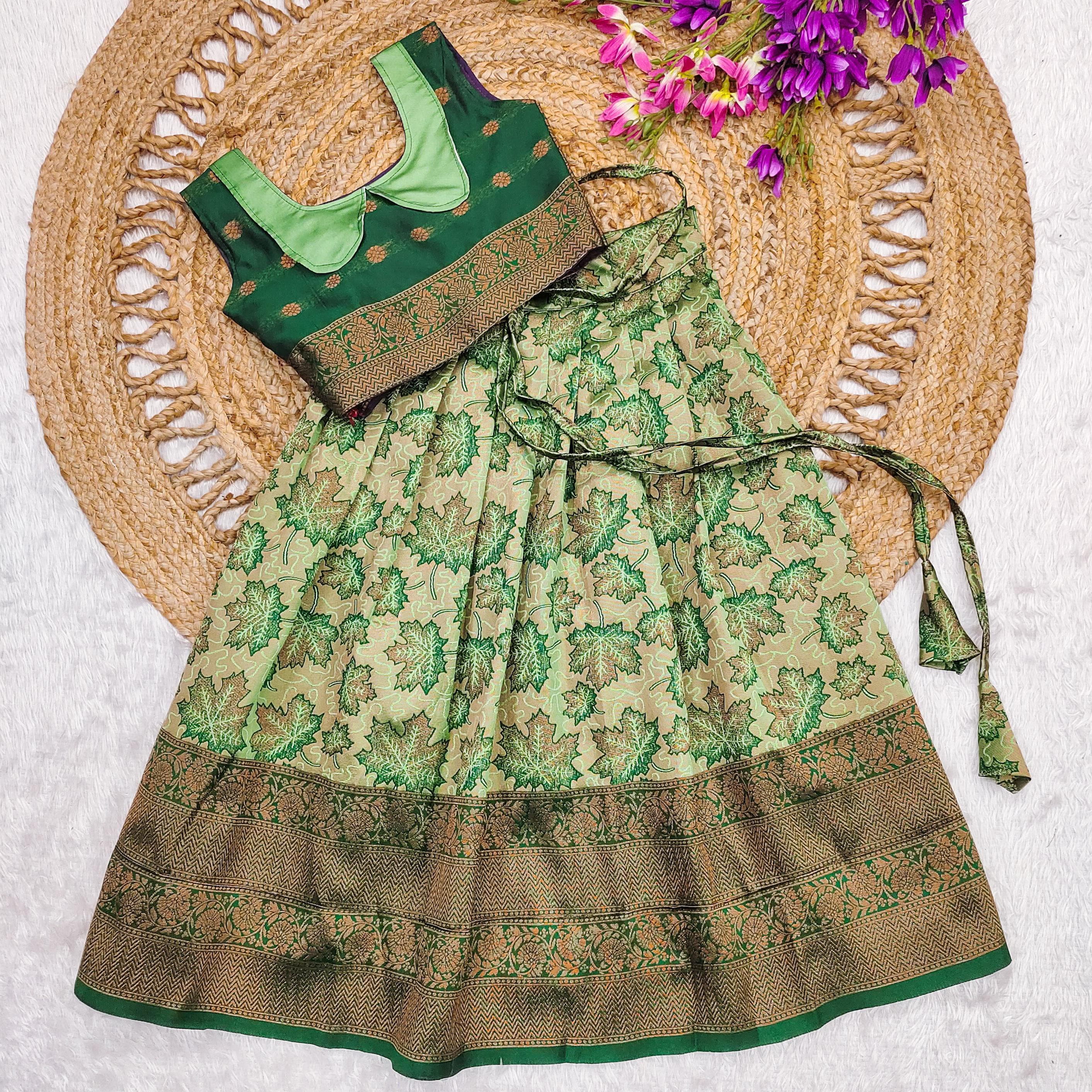 Kids Soft Kanjivaram Silk Lehenga