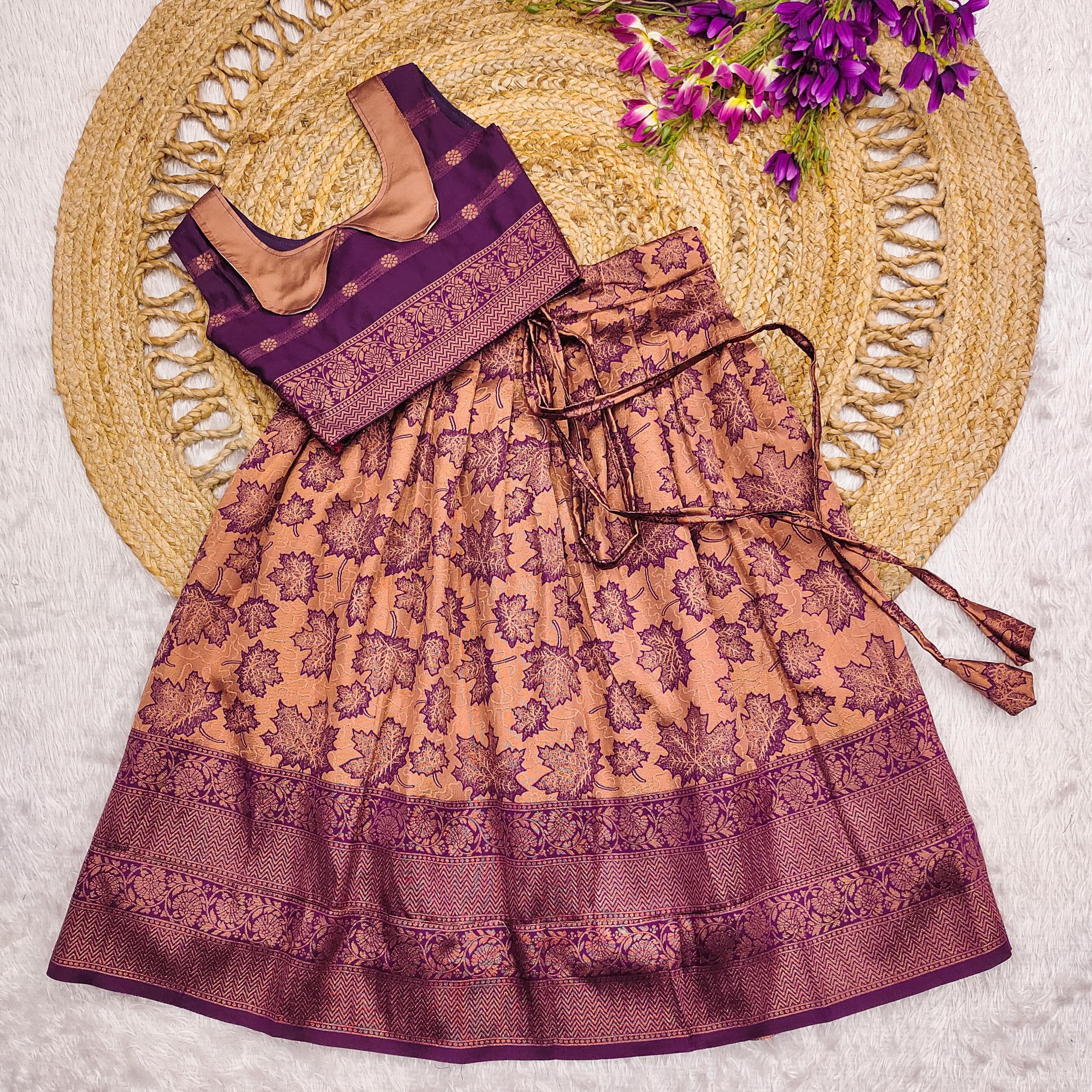 Kids Soft Kanjivaram Silk Lehenga