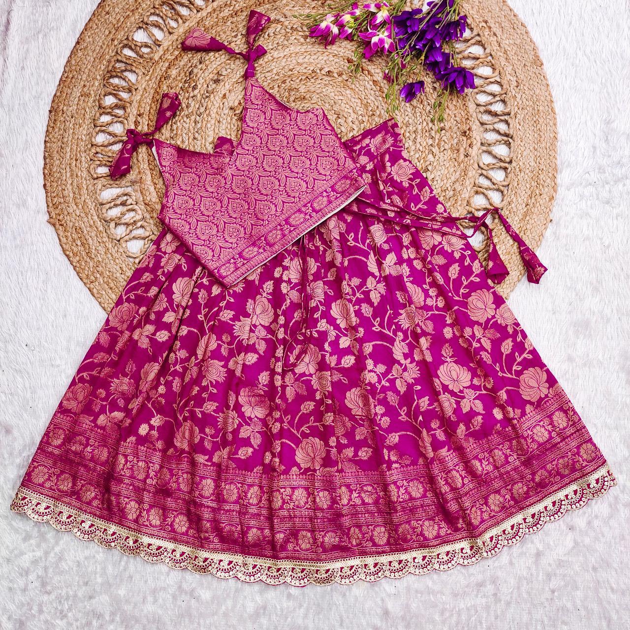 Kids Festive Flaired Silk Lehenga