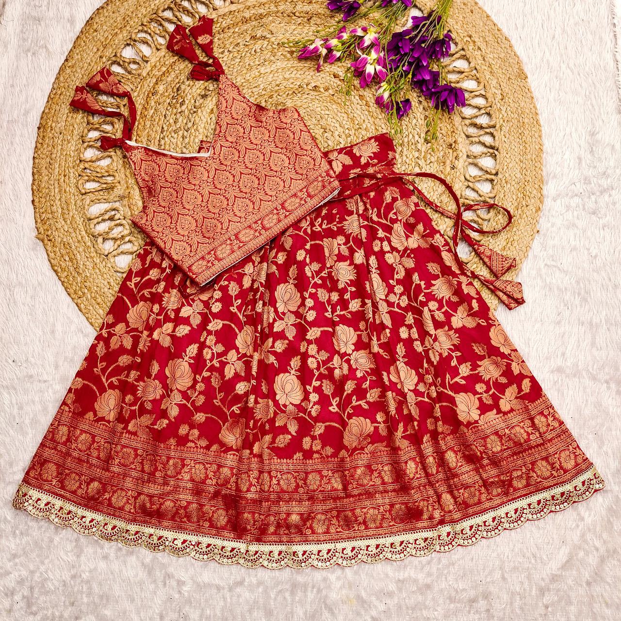 Kids Festive Flaired Silk Lehenga