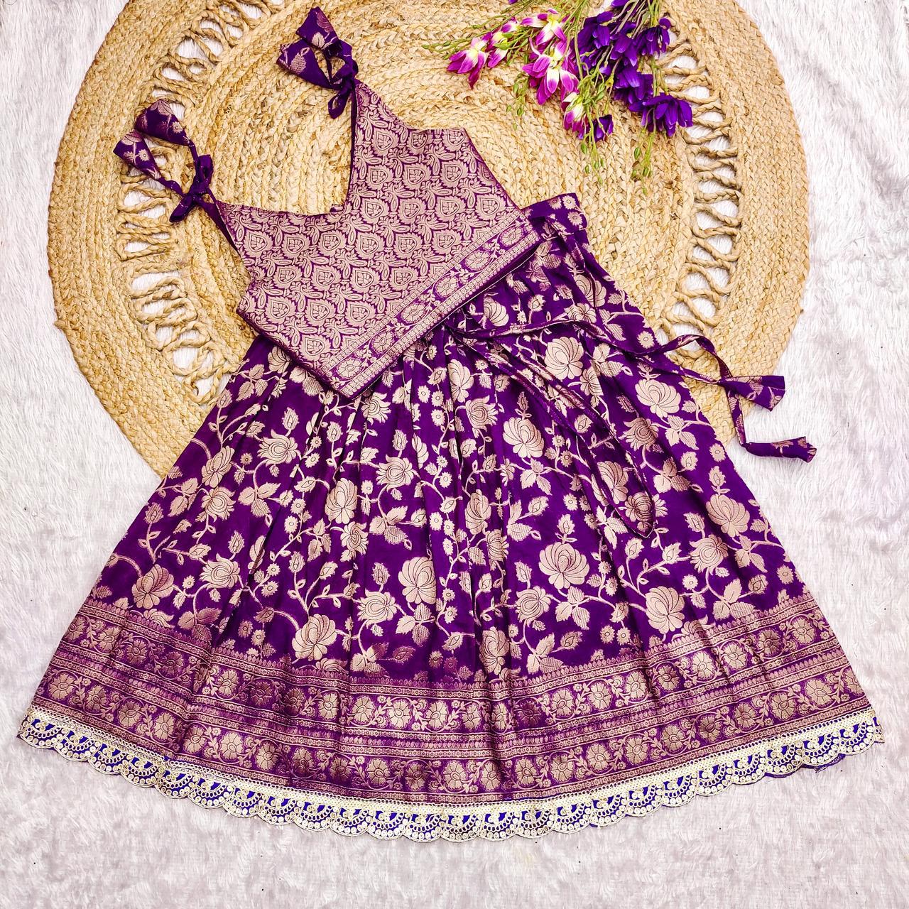 Kids Festive Flaired Silk Lehenga