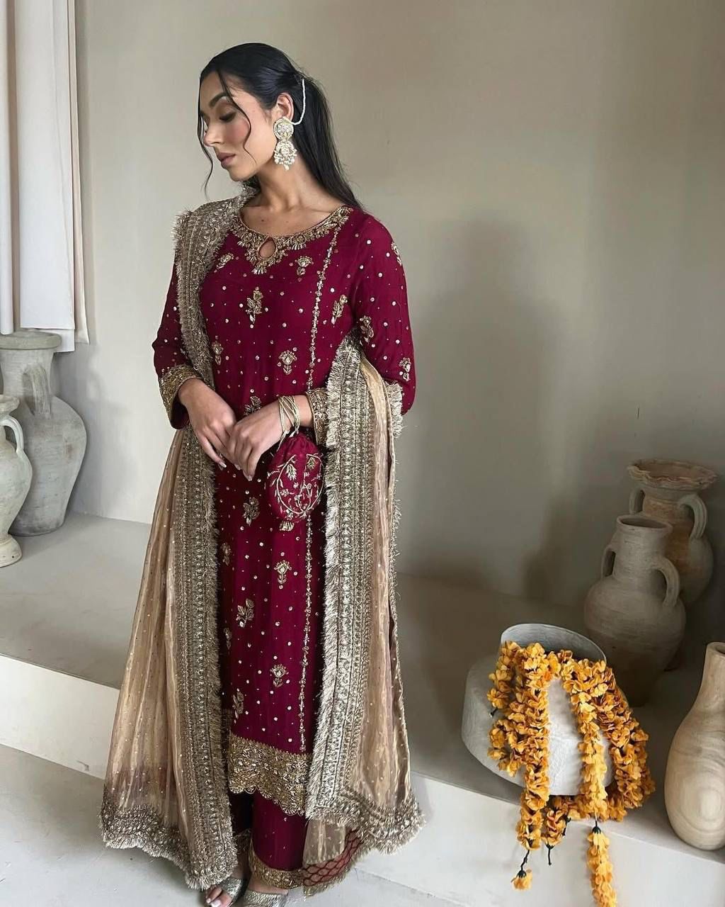 Desirable Georgette Straight Suit