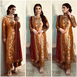 Designer Golden Silk Suit