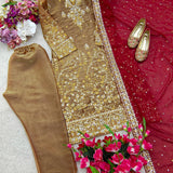 Designer Golden Silk Suit