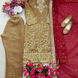 Designer Golden Silk Suit