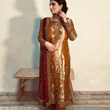 Designer Golden Silk Suit
