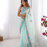 Designer Sky Twill Net Saree