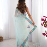 Designer Sky Twill Net Saree