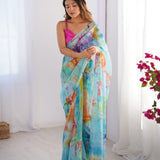 Classy Oraganza Colourful Saree