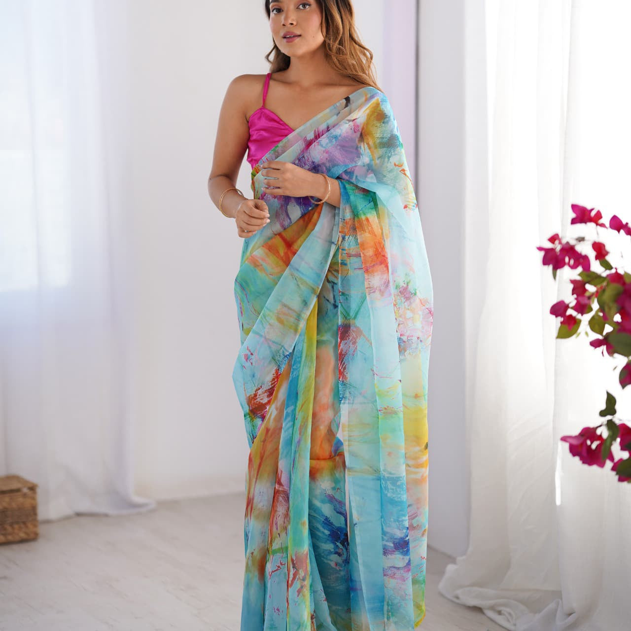 Classy Oraganza Colourful Saree