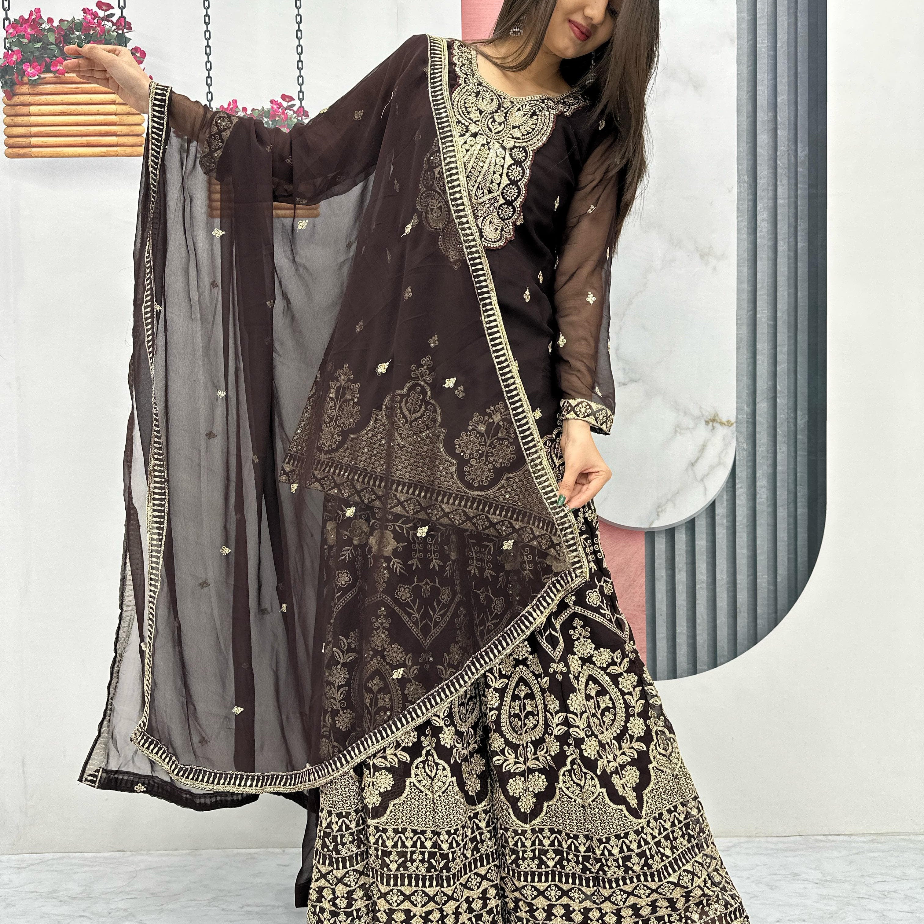 Designer Partywear Top Plazzo