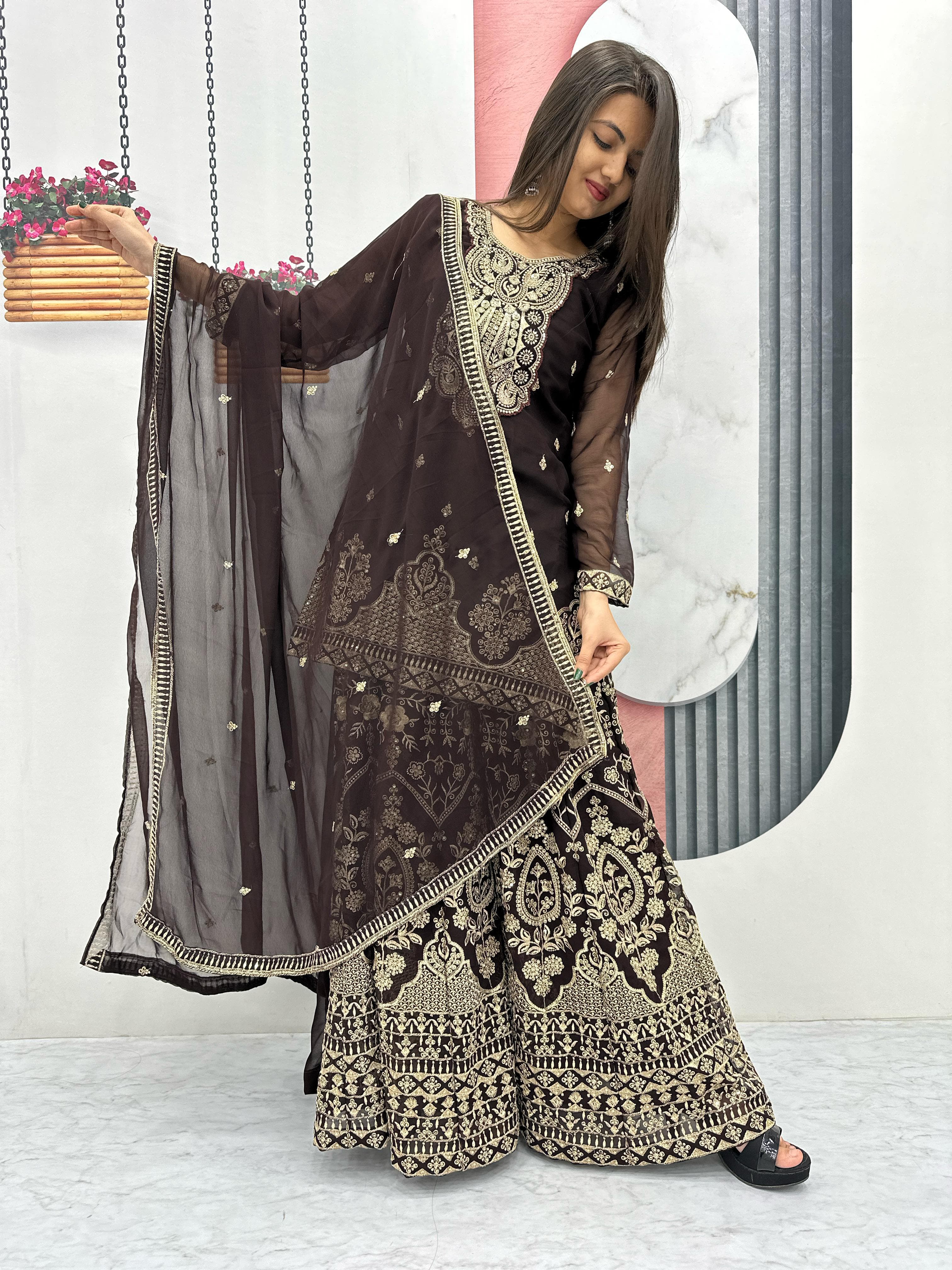 Designer Partywear Top Plazzo