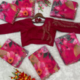 Exclusive Pink Flower Print Saree