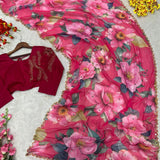 Exclusive Pink Flower Print Saree