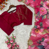 Exclusive Pink Flower Print Saree