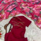 Exclusive Pink Flower Print Saree