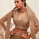 Excellent Golden Bridal Lehenga
