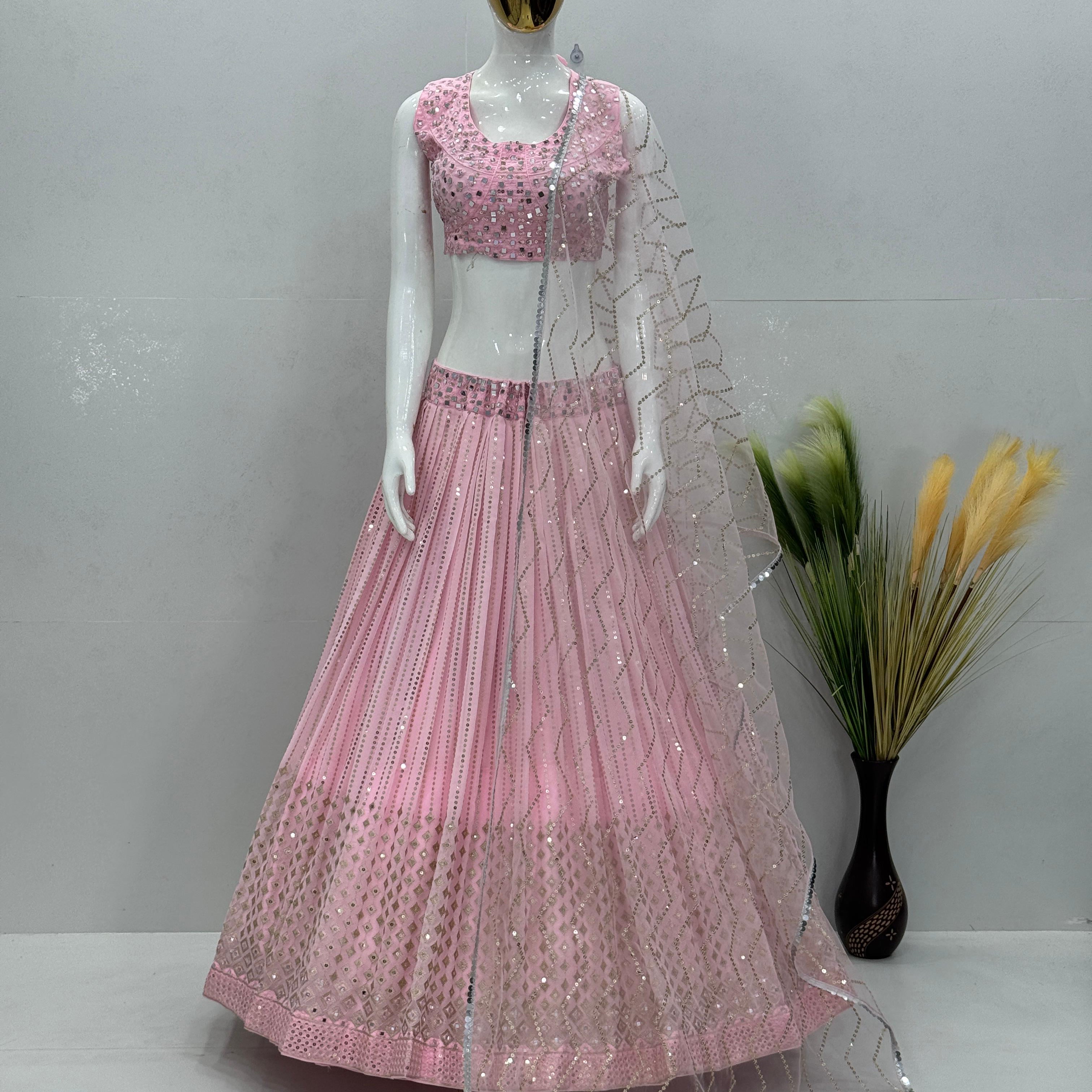 Bridal Heavy Mirror Work Lehenga