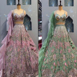 Peach Flower Embroidered Lehenga