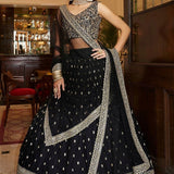 Black Classy Soft Net Lehenga