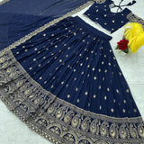 Bluish Festive Georgette Lehenga