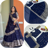 Bluish Festive Georgette Lehenga