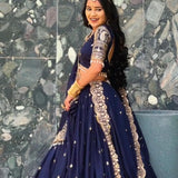 Bluish Festive Georgette Lehenga