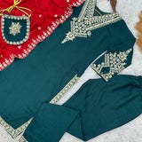 Classy Embroidered Straight Suit