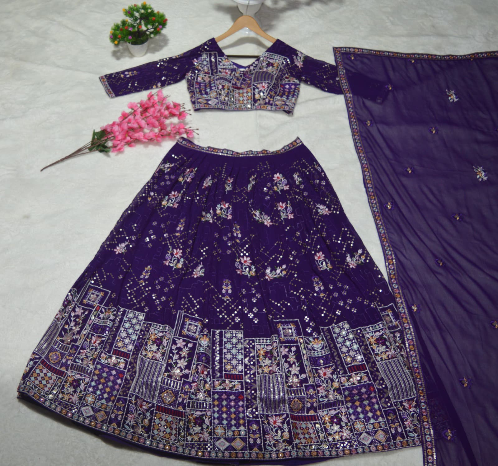 Blooming Premium Purple Lehenga