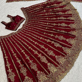 Celebrity Maroon Embrace Silk Lehenga