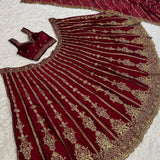 Celebrity Maroon Embrace Silk Lehenga