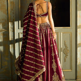 Celebrity Maroon Embrace Silk Lehenga