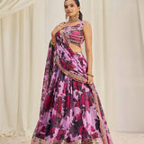 Purple Charming Flower Print Lehenga