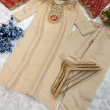 Bandhej Creamy Straight Suit