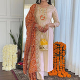 Bandhej Creamy Straight Suit