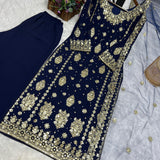 Dark Blue Stylish Long Suit