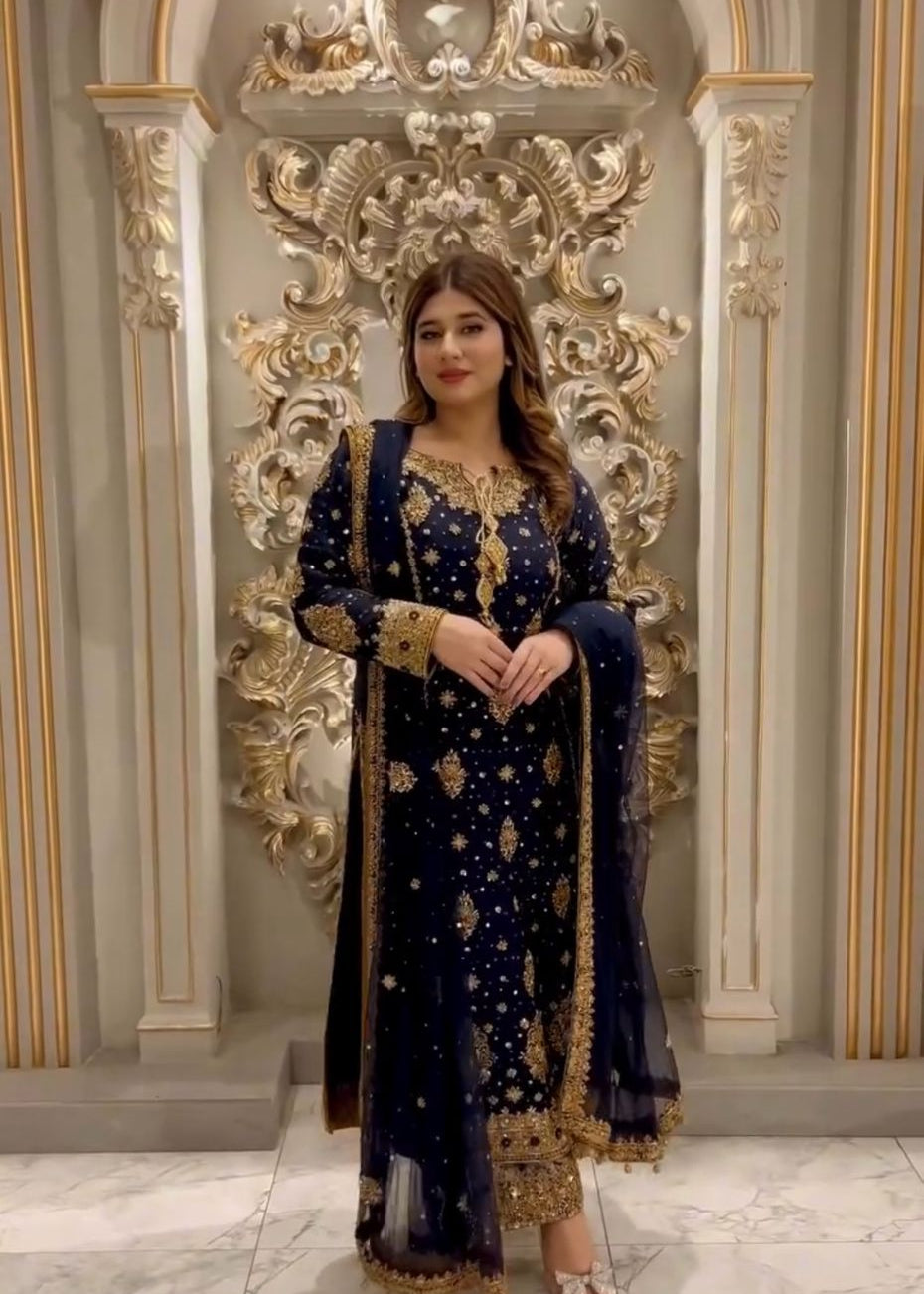 Dark Blue Stylish Long Suit
