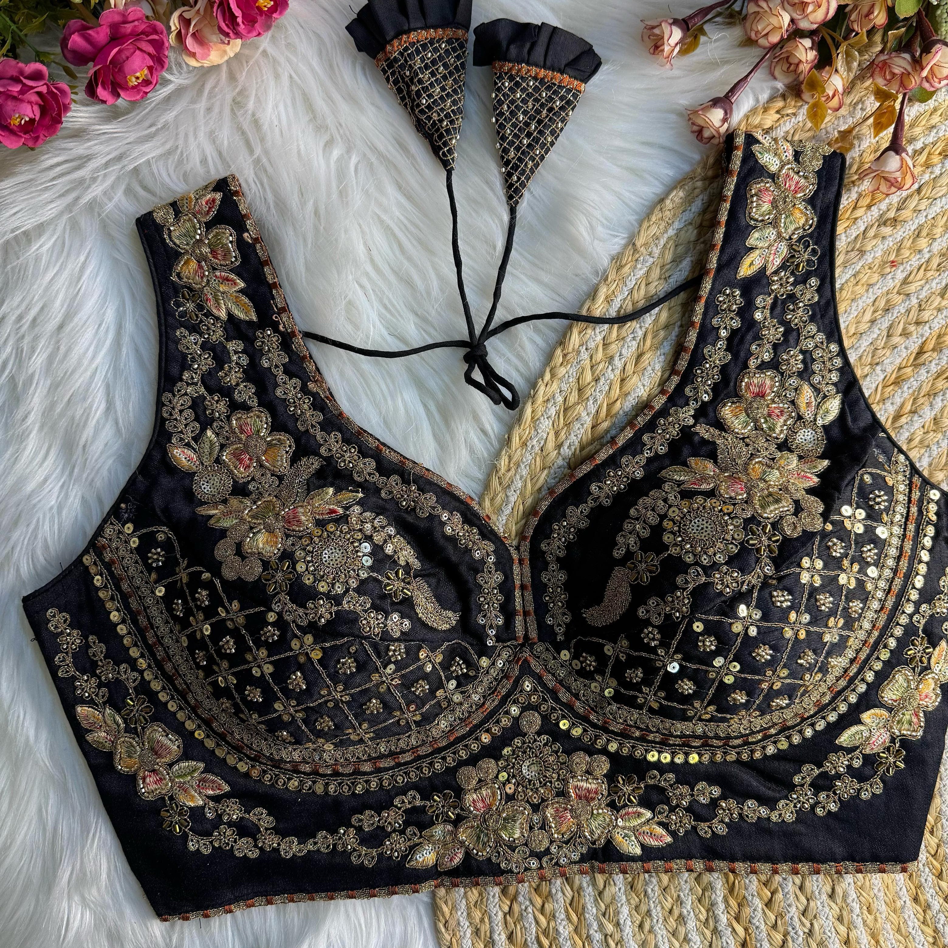 Beautiful Bead Work Saree Blouse