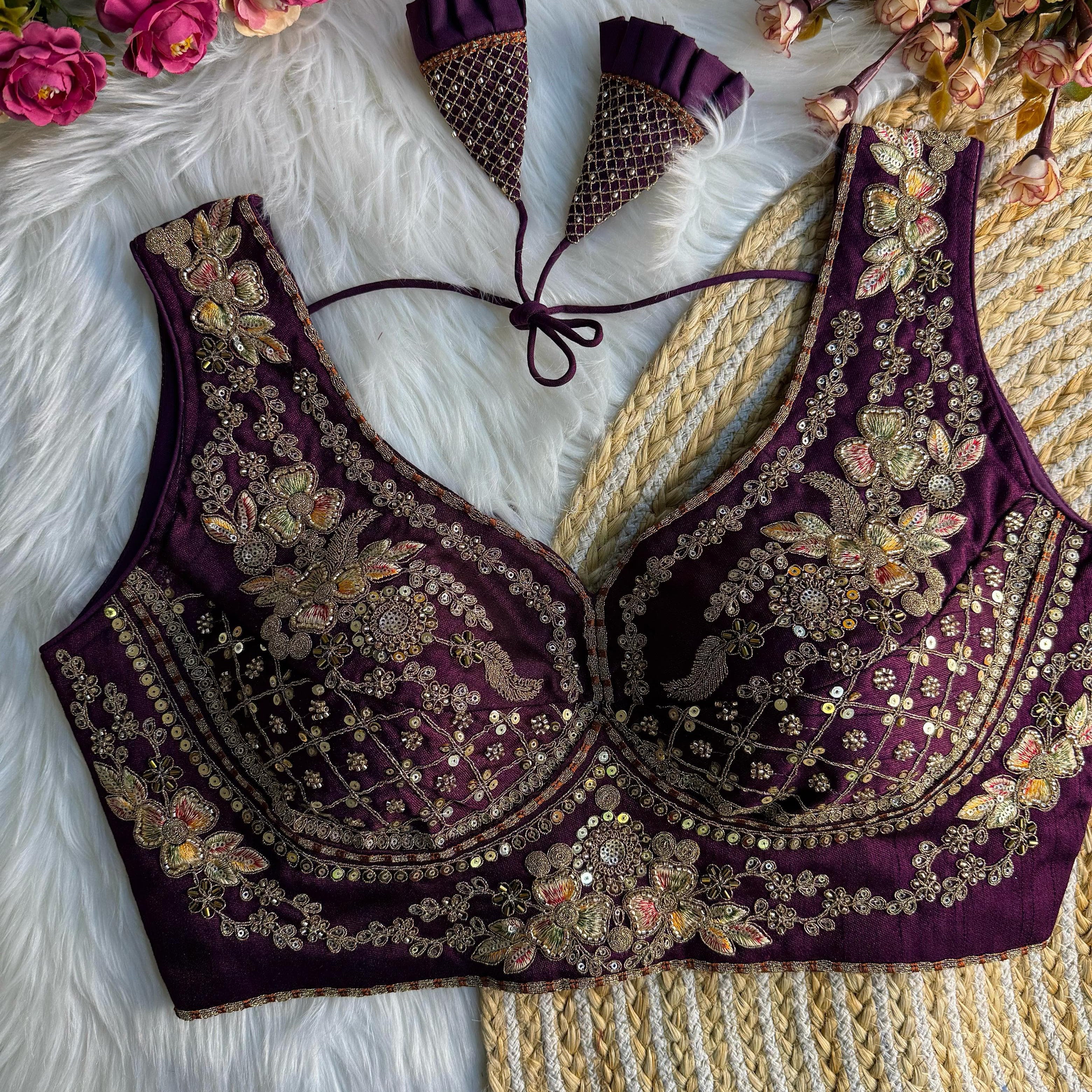 Beautiful Bead Work Saree Blouse