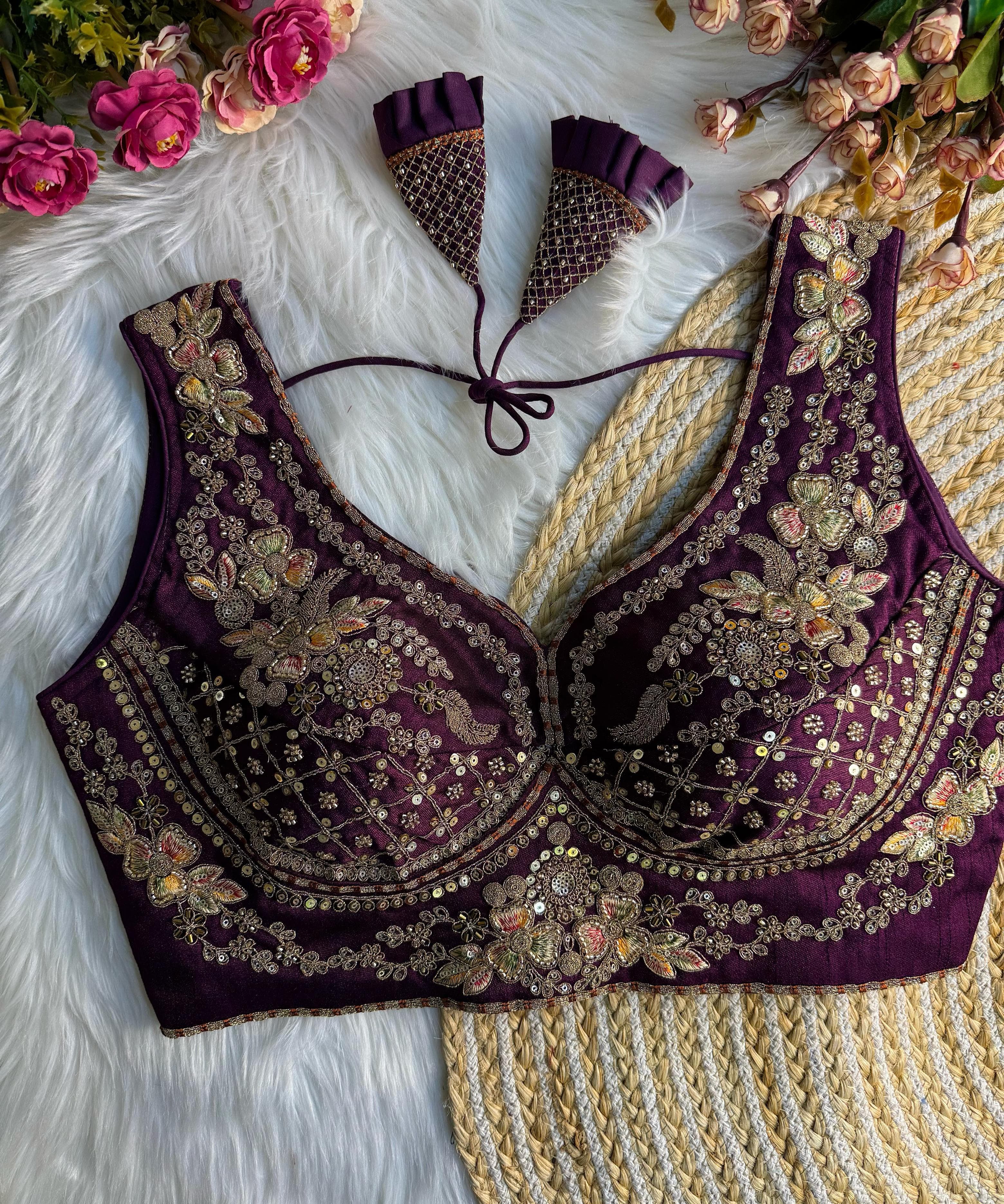 Beautiful Bead Work Saree Blouse