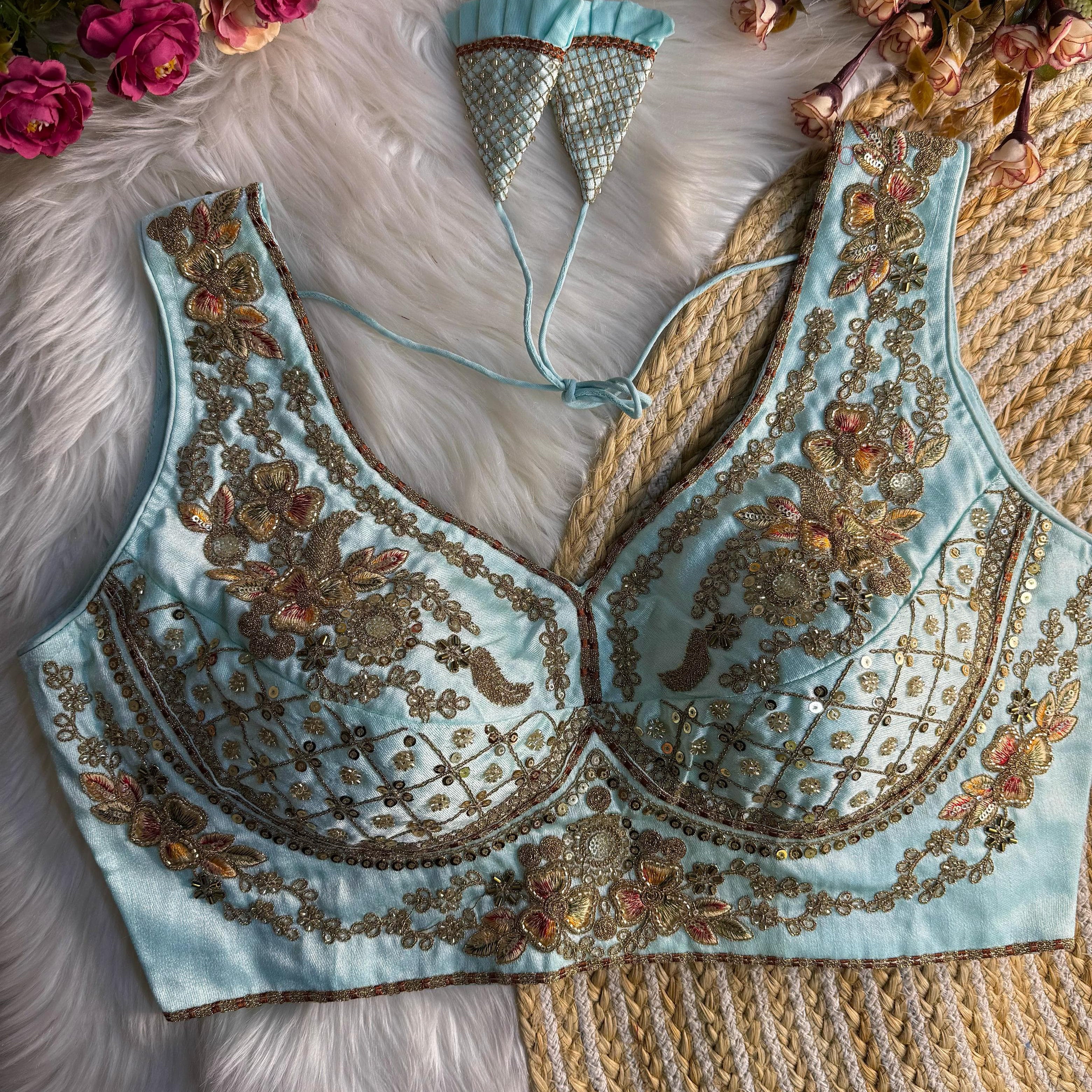 Beautiful Bead Work Saree Blouse