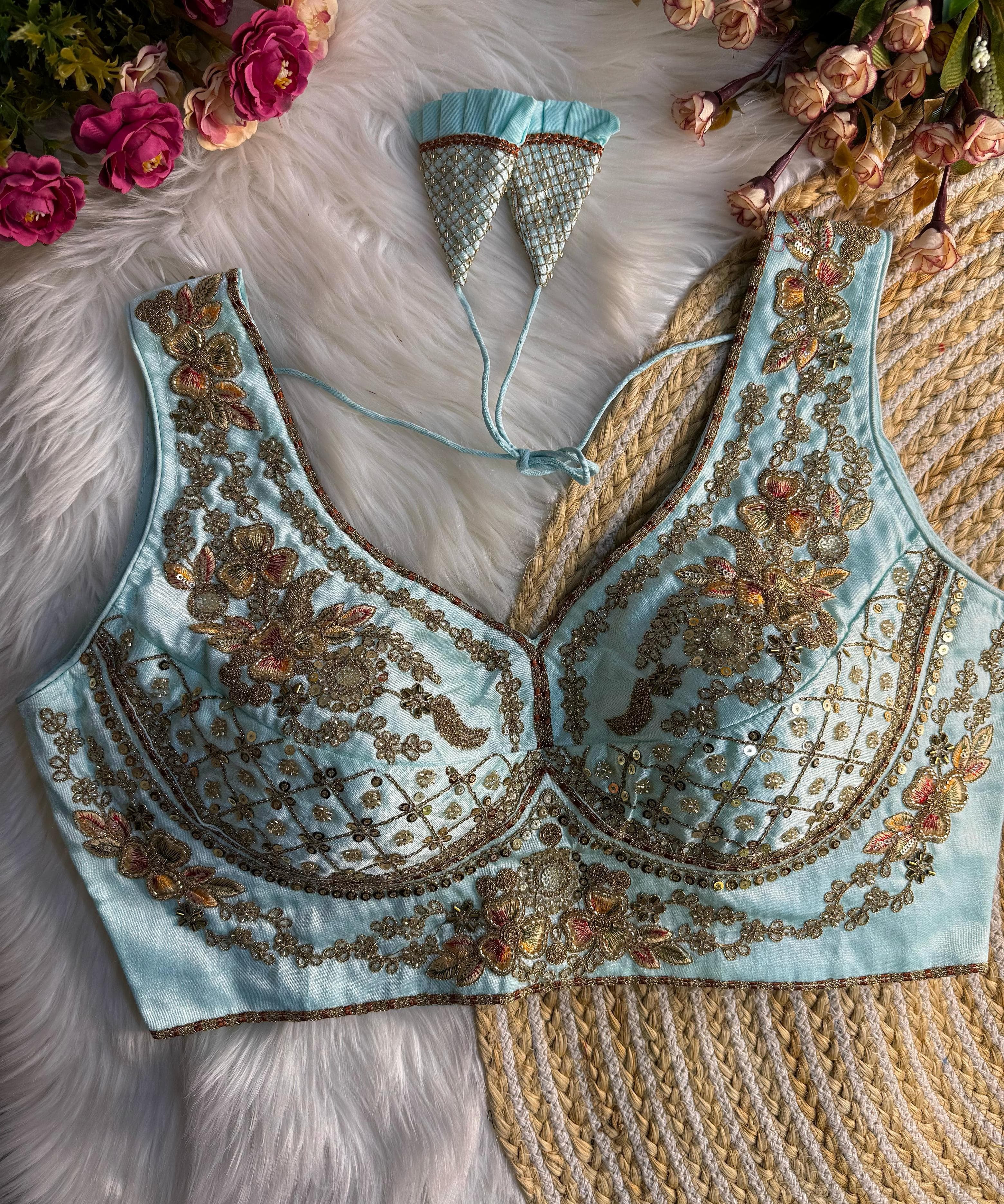 Beautiful Bead Work Saree Blouse