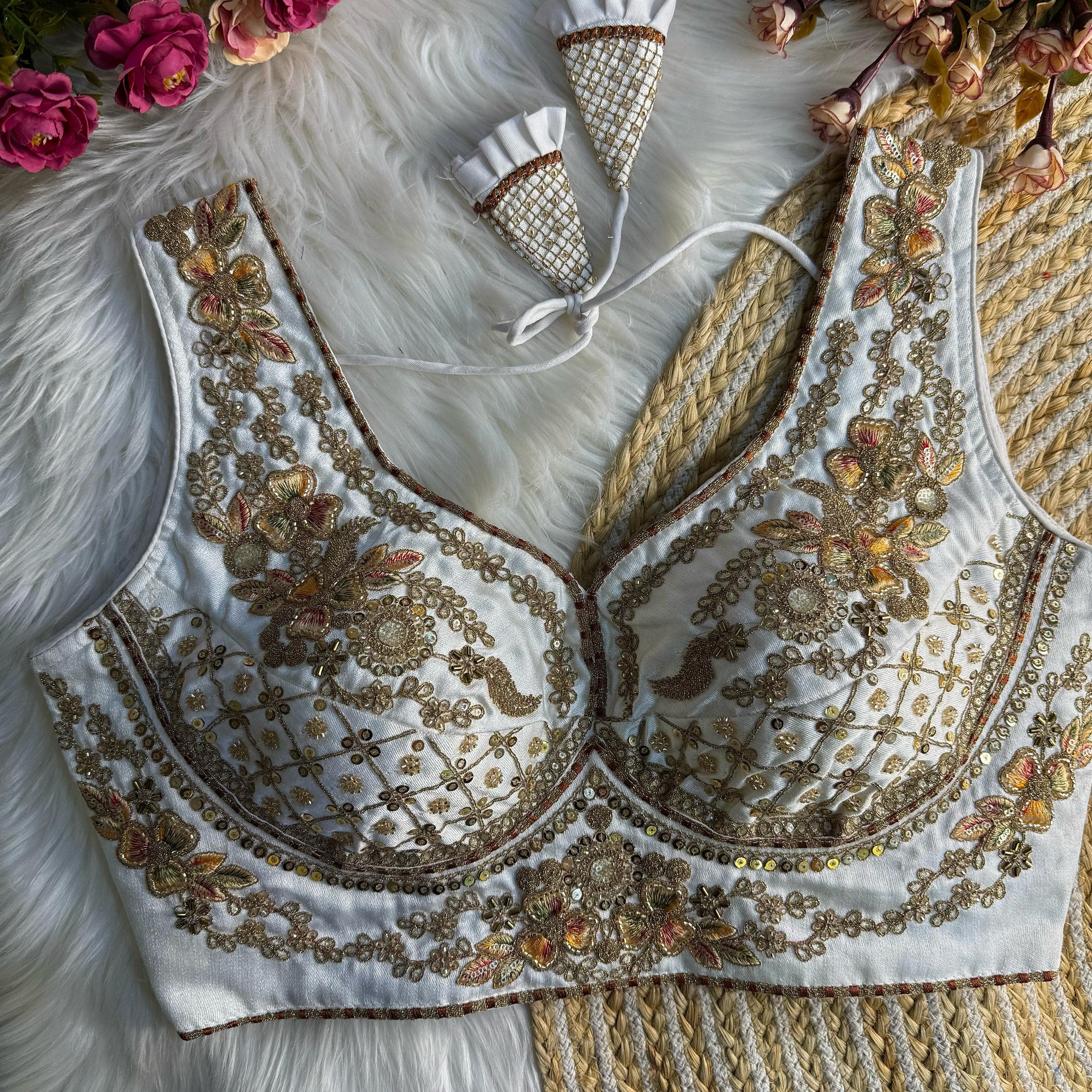 Beautiful Bead Work Saree Blouse