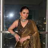 Celebrity Olive Space Silk Saree